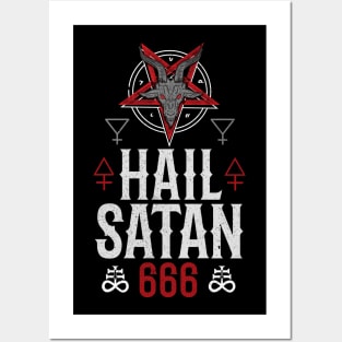 Hail Satan I Satanic 666 Occult I Death Black Metal design Posters and Art